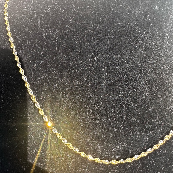 New Solid Real 10K Gold Necklace Chain RARE Dual Tone gold white & yellow gold